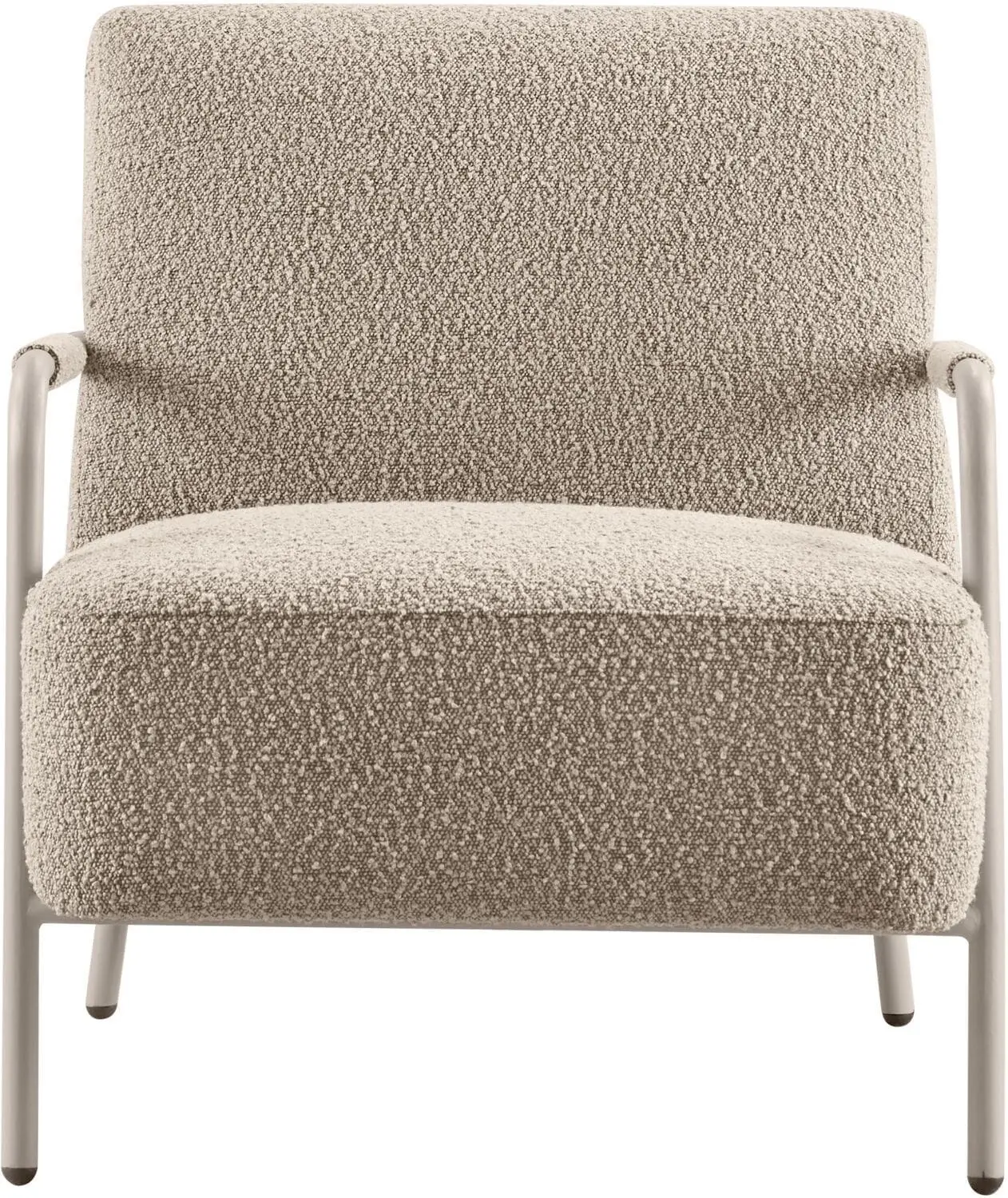 Pronto Wonen Fauteuil Posano bouclé beige Beige|Wit Fauteuil