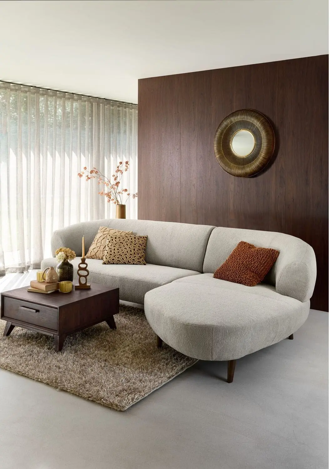 Pronto Wonen Hoekbank rechts Tilde bouclé grijsbeige basic comfort Grijs Bank