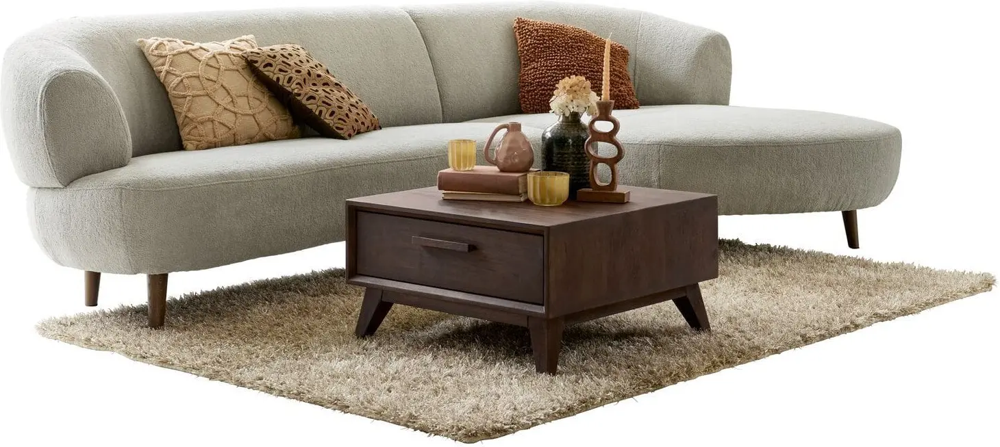 Pronto Wonen Hoekbank rechts Tilde bouclé grijsbeige basic comfort Grijs Bank