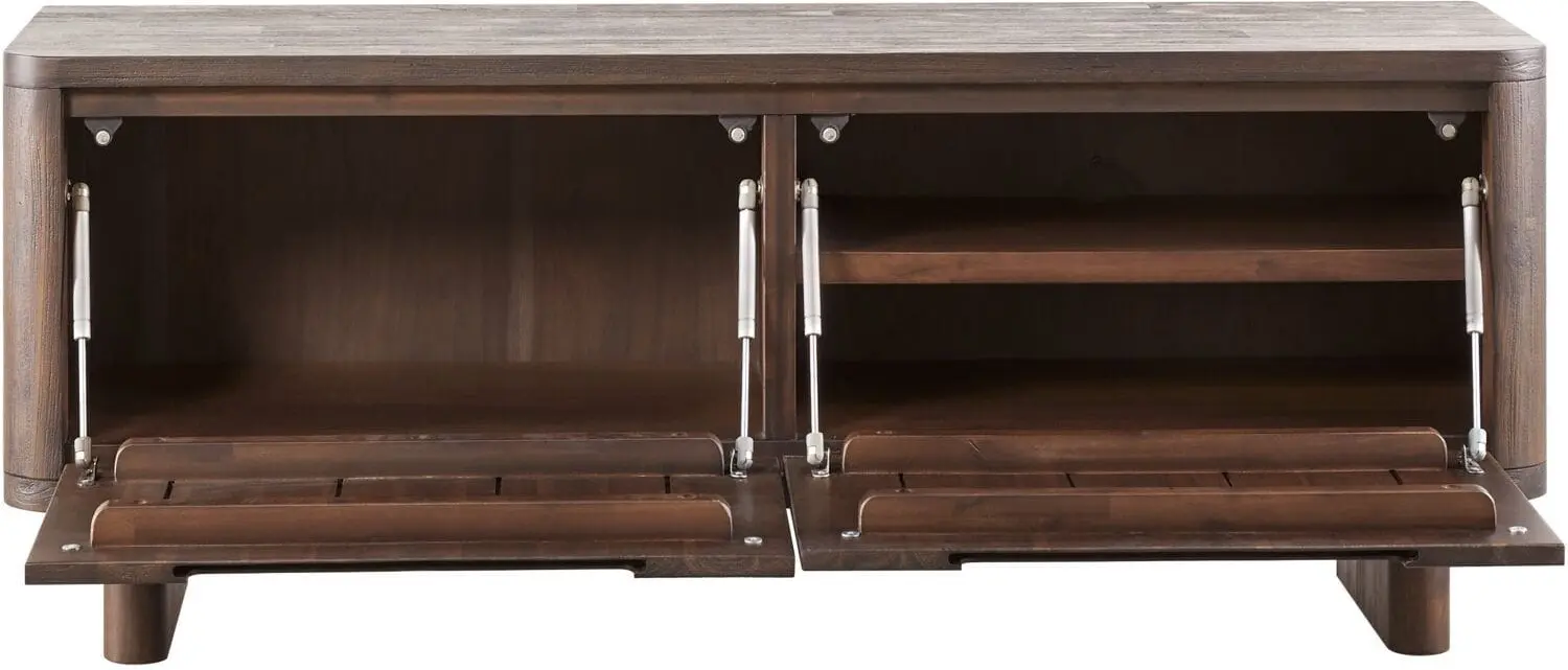 Pronto Wonen Tv-meubel Tondato 144 cm bruin acaciahout Bruin|Naturel Tv-meubel|Tv-dressoir