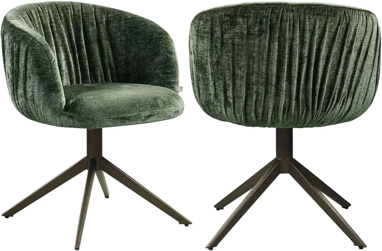 Richmond Interiors Eetkamerstoel Cassi sage chenille swivel  Eetkamerstoel