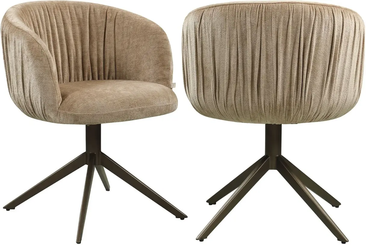 Richmond Interiors Eetkamerstoel Cassi sand soft swivel Beige Eetkamerstoel