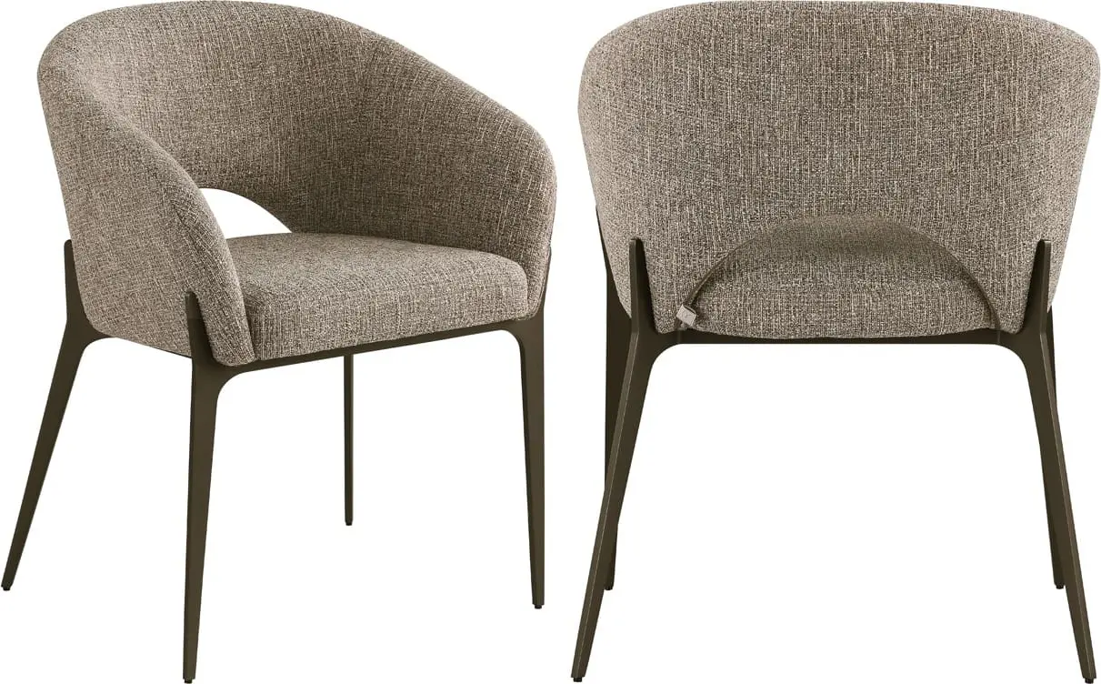 Richmond Interiors Eetkamerstoel Kenzi brown tweed Bruin Eetkamerstoel