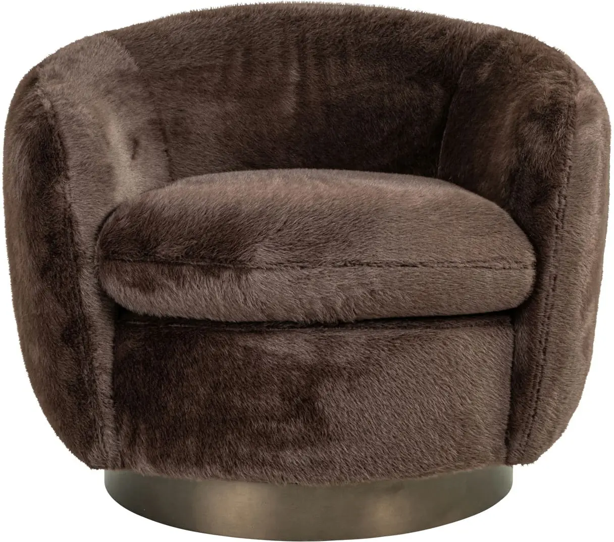 Richmond Interiors Lounge stoel Colmar chocolat fluffy swivel Bruin Eetkamerstoel
