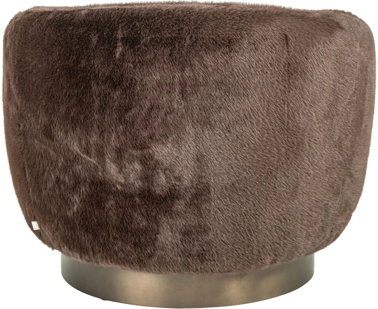 Richmond Interiors Lounge stoel Colmar chocolat fluffy swivel Bruin Eetkamerstoel