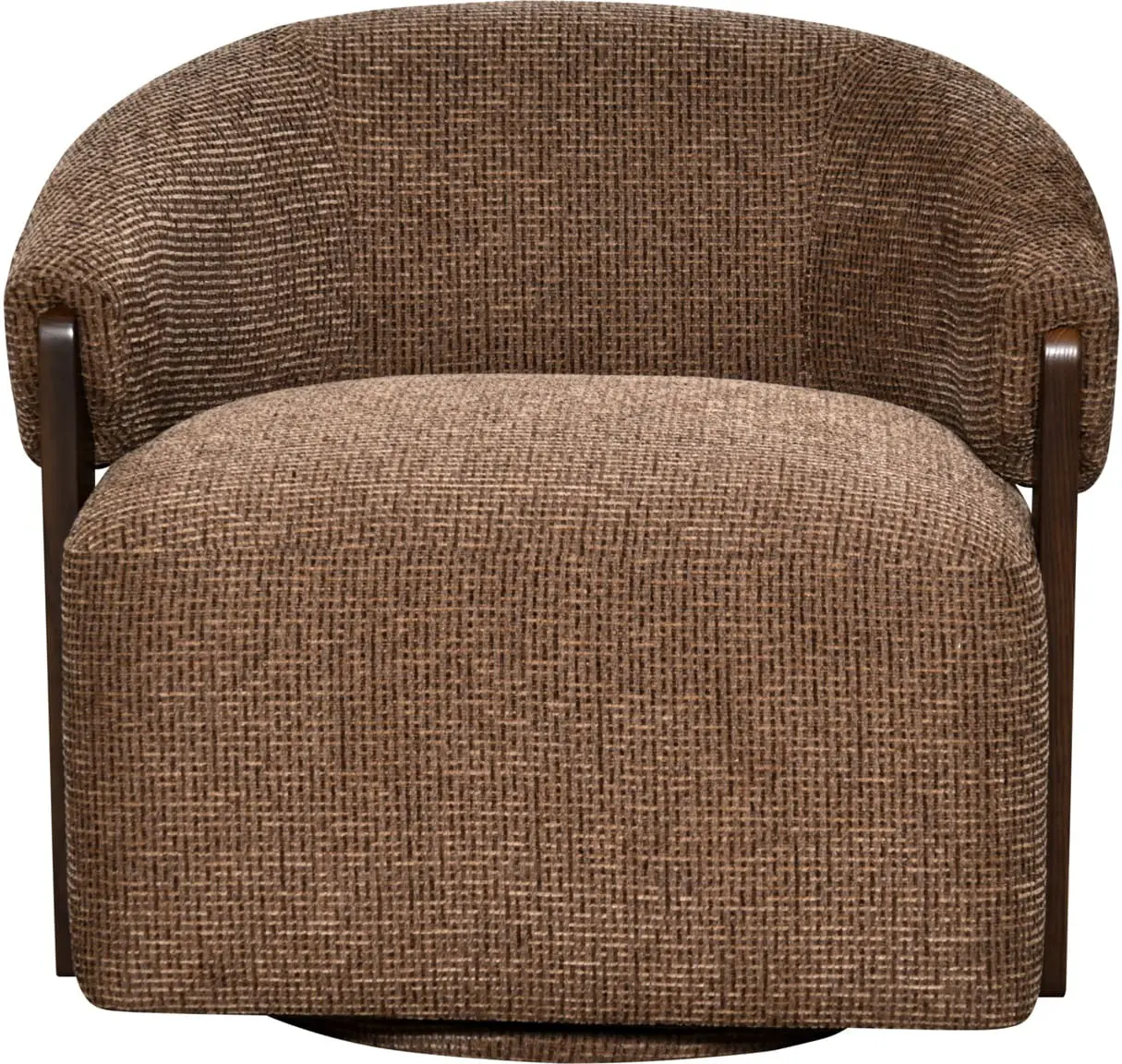 Richmond Interiors Lounge stoel Marina brown blockweave swivel fire retardant Bruin Eetkamerstoel