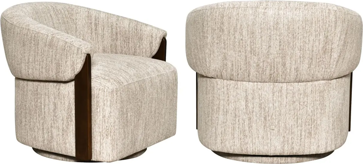 Richmond Interiors Lounge stoel Marina natural softweave swivel fire retardant Beige Eetkamerstoel