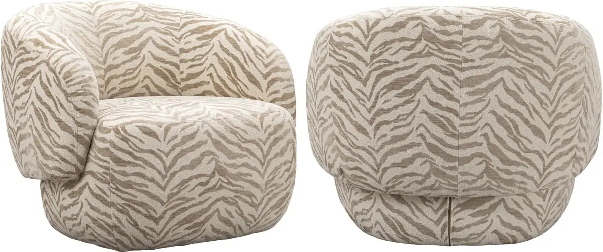 Richmond Interiors Lounge stoel Milano beige tiger Beige Eetkamerstoel
