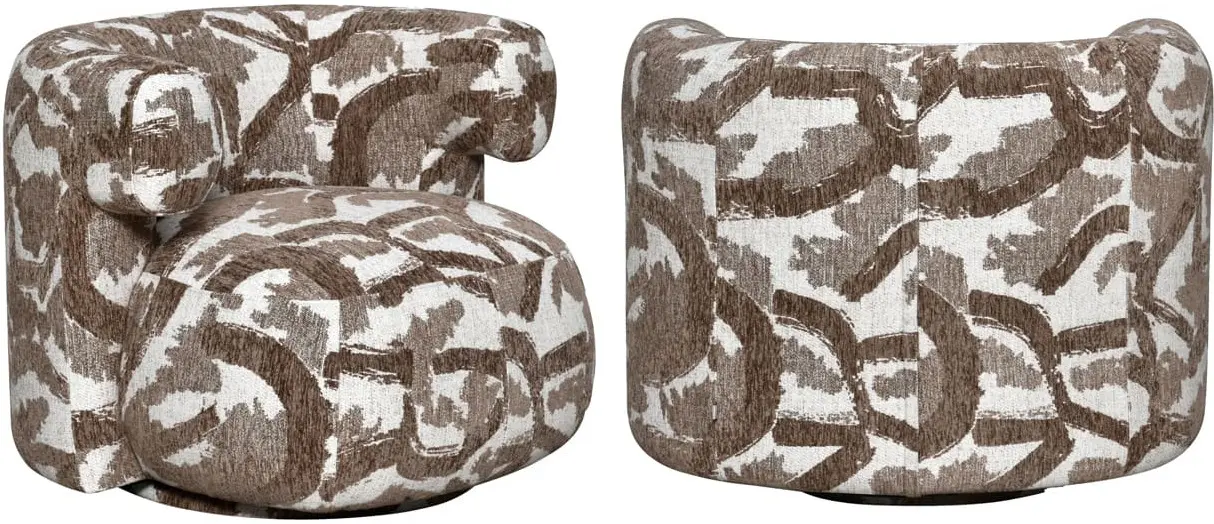 Richmond Interiors Lounge stoel Talley brown nature swivel Bruin Eetkamerstoel
