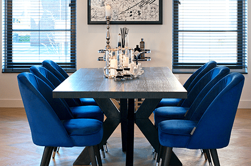 Klassiek moderne eetkamer fluweel