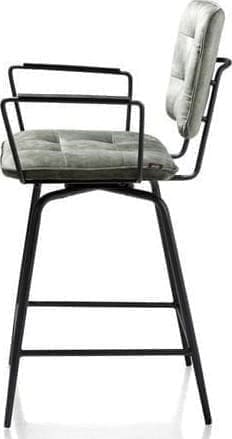 Manou barstoel met armen - off black - stof Karese olijf, uit de collectie van Henders & Hazel. Uitgevoerd in de fluweelachtige velvet stof Karese, kleur olijf, 100% polyester, met metalen frame in kleur off black.