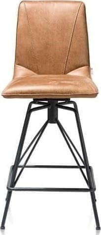 Mac barstoel - off black frame - Rocky cognac + greep Catania zwart Xooon Löwik Meubelen