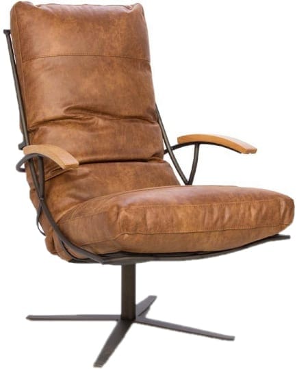 Tiberius fauteuil leder Colorado L60 cognac - Het Anker