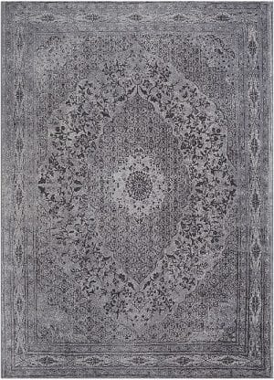 Vloerkleed Tabriz Antraciet J-98601 - Geweven Vintage tapijt. Poolgarens: 100% katoen. Tapijt is voorzien van verstevigende backing.