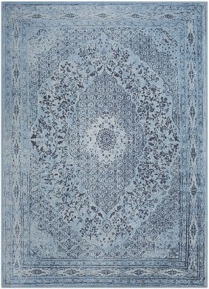 Vloerkleed Tabriz Blauw J-98536 - Geweven Vintage tapijt. Poolgarens: 100% katoen. Tapijt is voorzien van verstevigende backing.