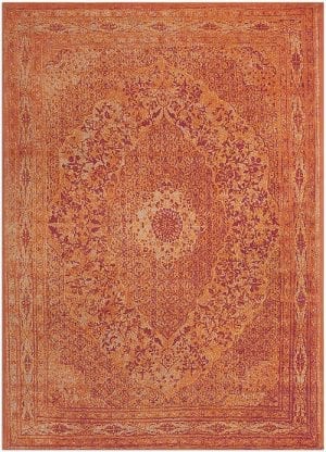 Vloerkleed Tabriz Oranje J-98530 - Geweven Vintage tapijt. Poolgarens: 100% katoen. Tapijt is voorzien van verstevigende backing.