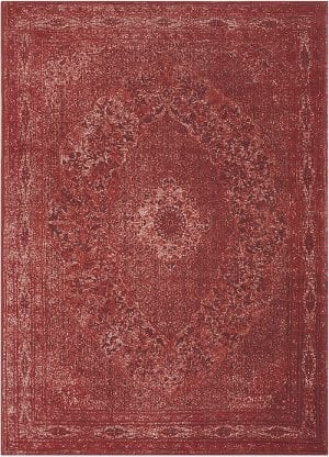 Vloerkleed Tabriz Rood J-98611 - Geweven Vintage tapijt. Poolgarens: 100% katoen. Tapijt is voorzien van verstevigende backing.