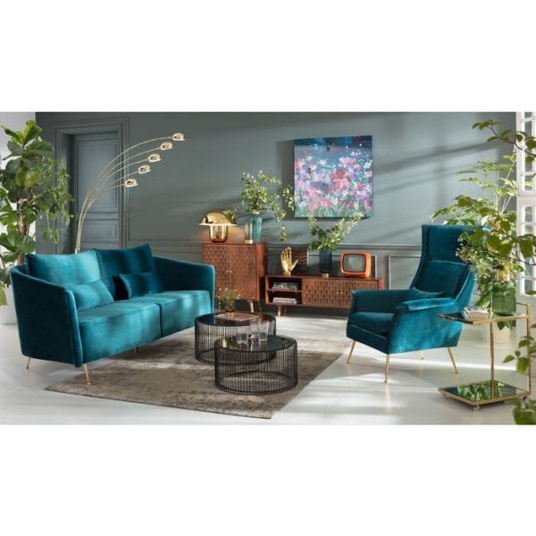 Kare Design Vegas Forever Bluegreen 3-Seater bank 83531 - Lowik Meubelen