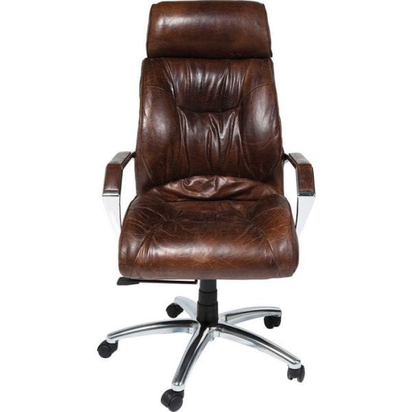 Kare Design Bureaustoel Cigar Lounge 75984 Een exclusieve lederen fauteuil met een hoge feel-good-factor - Of het nu gaat om een â€‹â€‹aangenaam ingerichte werkkamer of modieus georganiseerd in een modern kantoor, de Cigar Lounge-draaistoel is geschikt voor een groot aantal toepassingen. Het zal iedereen een goed gevoel geven. Een interessante mix van een bewoond oppervlak en down-to-earth stoffen! Voor een perfect zitcomfort kan de hoogte van deze fauteuil worden aangepast van 113 tot 119 cm. Zithoogte: 49-54 cm. Aluminium voet, lederen bekleding. Cigar Lounge is ook beschikbaar als een serie. Deze fauteuil is het beste bewijs dat het bedrijfs- of thuiskantoor een gezellige en comfortabele sfeer kan krijgen! - Lowik Meubelen