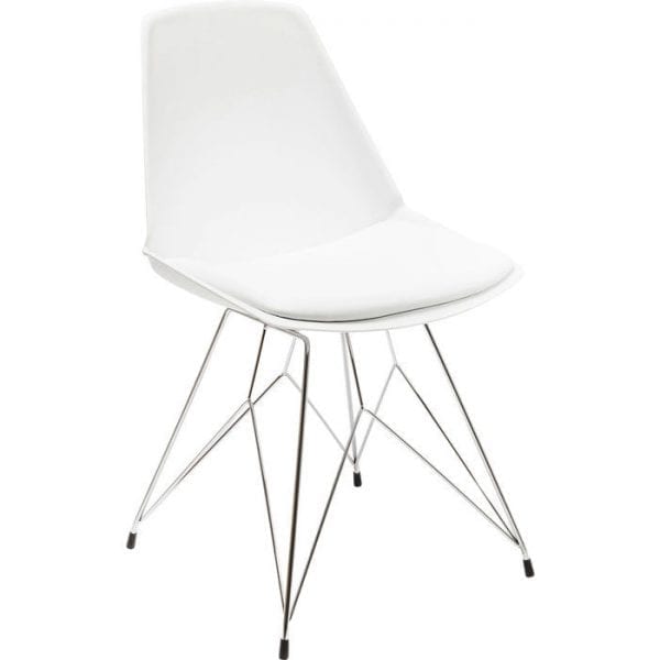 Kare Design Eetstoel Wire White 82743 Stoel: esthetische reductie. Deze moderne gestoffeerde stoel viert de elegantie van het minimalisme. De gereduceerde zitting en rugleuning versmallen soepel, terwijl de lichte voering comfort biedt. De zitschaal wordt ondersteund door een fijngetekend, filigraan frame dat geraffineerd en bijna gewichtloos lijkt. Deze stoel is zonder meer een verrijking voor elk modern ingericht interieur. Verkrijgbaar in andere kleuren en als barkruk. - Lowik Meubelen