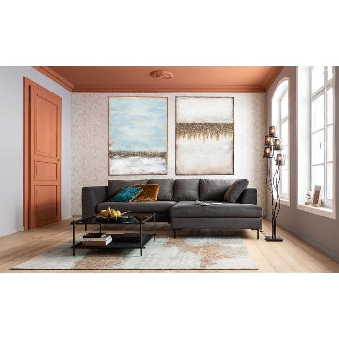 Oil Painting Abstract Horizon 120x90cm 61660 foto: linnen vlas, lijst: spar vast hout natuurlijk / onbehandeld, handgeschilderd Kare Design