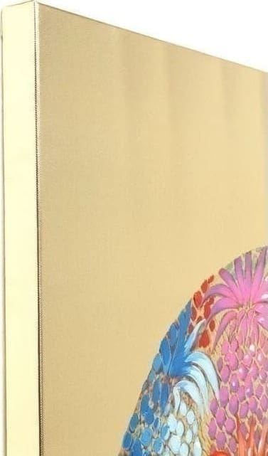 Foto aangeraakte bloem Elefant 90x120cm 60441 Mooie foto met een wow-effect. De levendige olifant onderscheidt zich tegen de gouden achtergrond. Dit kleurrijke dier betovert met dromerige en speelse momenten. De details zijn gedeeltelijk met de hand geschilderd en maken elke foto uniek. Kare Design