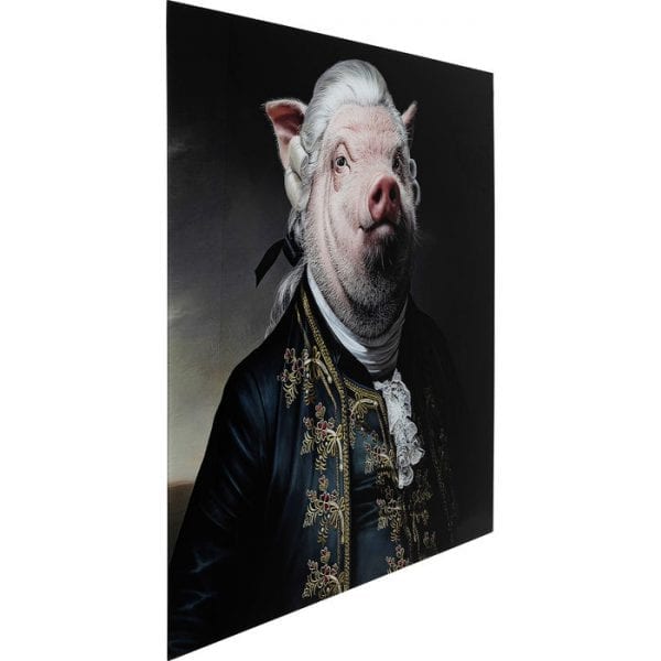 Kare Design Glass Gentleman Pig 120x120cm wanddeco 51868 - Lowik Meubelen
