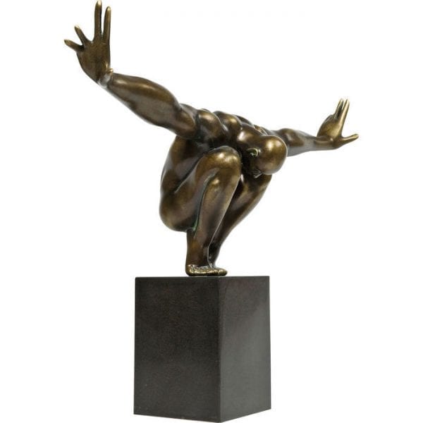 Deco Object Athlet Bronze 30046 Bronzen sculptuur als woonaccessoire, die doet denken aan studies van het menselijk body door de beeldhouwers uit de oudheid. Een modern kunstwerk op een geometrische basis in prachtig zwart marmer. Elegant en esthetisch in de art-decostijl. Kare Design