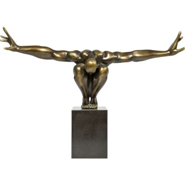 Deco Object Athlet Bronze 30046 Bronzen sculptuur als woonaccessoire, die doet denken aan studies van het menselijk body door de beeldhouwers uit de oudheid. Een modern kunstwerk op een geometrische basis in prachtig zwart marmer. Elegant en esthetisch in de art-decostijl. Kare Design