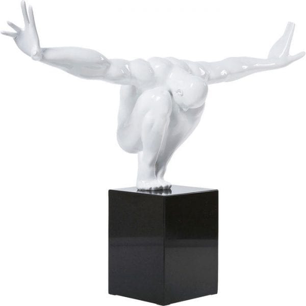 Deco Object Athlet White 30681 An artistic male aesthetic - Anyone who has so far failed to discover beauty in the male body has not yet seen this sculpture. An aesthetic study in the style of the sculptors of antiquity, but also a modern work of art in cool white on a glossy black marble base. The Athlet WeiÃŸ decorative object captures the beauty of human motion in a three-dimensional snapshot in time, reflecting the fullness of life. The elegance of this muscular athlete is displayed here in its entire masculinity, creating an artistic object of a highly physical kind. Kare Design