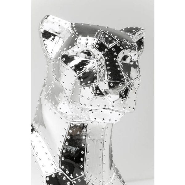Deco Object Sitting Cat Rivet Chrome 38500 polyresin gelakt Kare Design