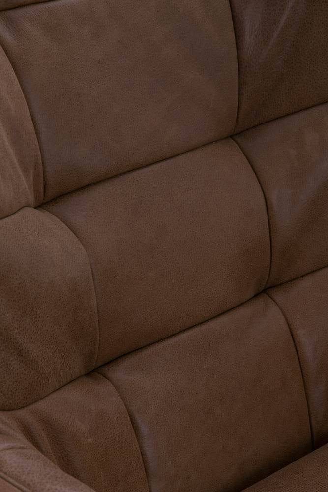 Carmelo fauteuil, schitterende design draaifauteuil in leder Vintage cognac, met zwarte metalen stervoet