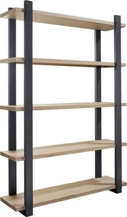 Boekenkast Verato naturel grey uit de woonprogramma Pronto Wonen Lowik Meubelen Uitgevoerd in robuust geborsteld eiken in de kleur 67.5 naturel grey