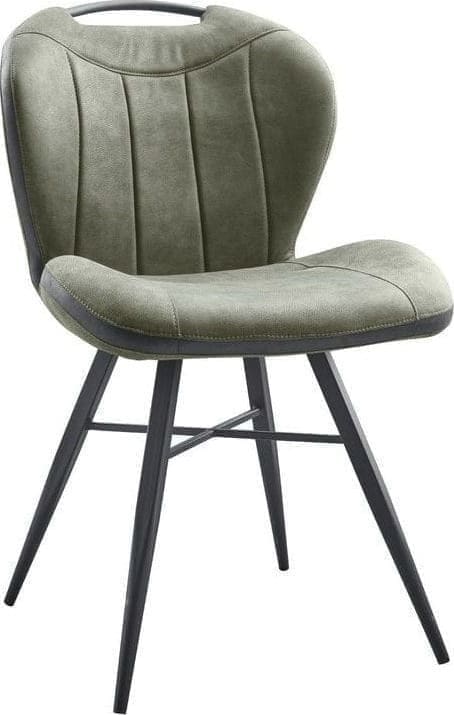 Eetkamerstoel Tantini microvezel luxor moss uit de eetkamerstoelen Pronto Wonen Lowik Meubelen Uitgevoerd in microvezel luxor moss met band in softyl antraciet, handgreep en zwarte metalen poten.