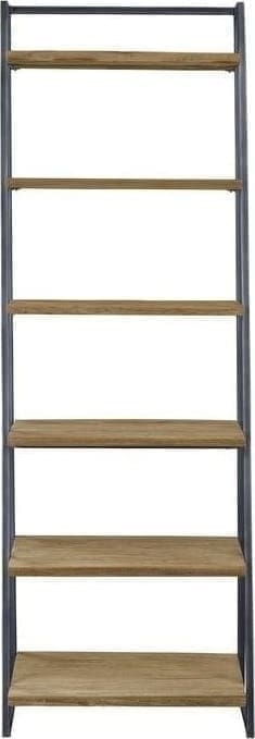 Wandmeubel Romaro teak mix rough uit de woonprogramma Pronto Wonen Lowik Meubelen Staand, uitgevoerd met 6 legplanken in teakhout mix rough en metalen frame.