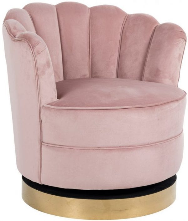 Draaistoel Mila Pink Velvet  Fabric: Quartz Pink 100% Polyester, uit de Stoelen collectie - Fauteuils - Löwik Wonen & Slapen Vriezenveen