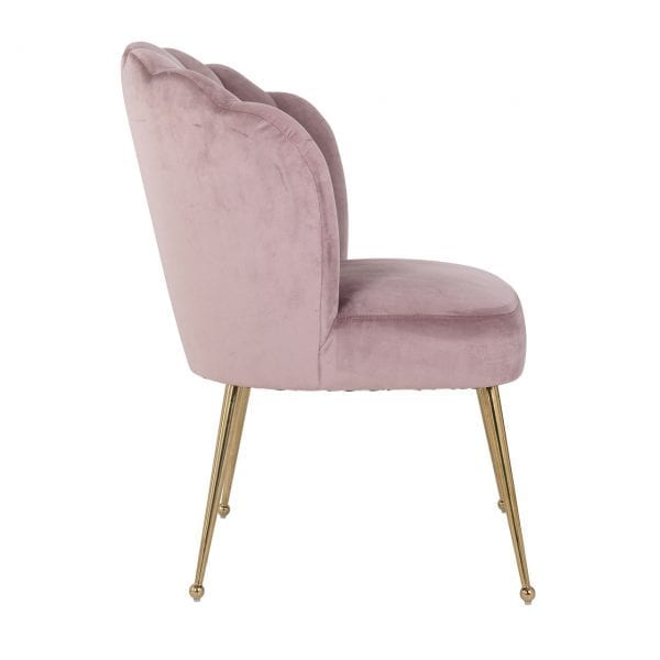 Stoel Pippa Pink velvet / gold  Fabric: Quartz Pink 100% Polyester / Stainless Steel gold, uit de Stoelen collectie - Stoelen - Löwik Wonen & Slapen Vriezenveen