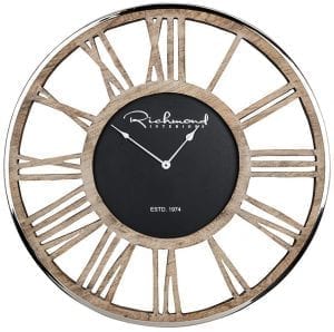 Clock Johnson metal Antraciet/Hout Aluminium/mangohout, uit de Richmond Decoration, Bestsellers collectie - Accessoires - Löwik Wonen & Slapen Vriezenveen