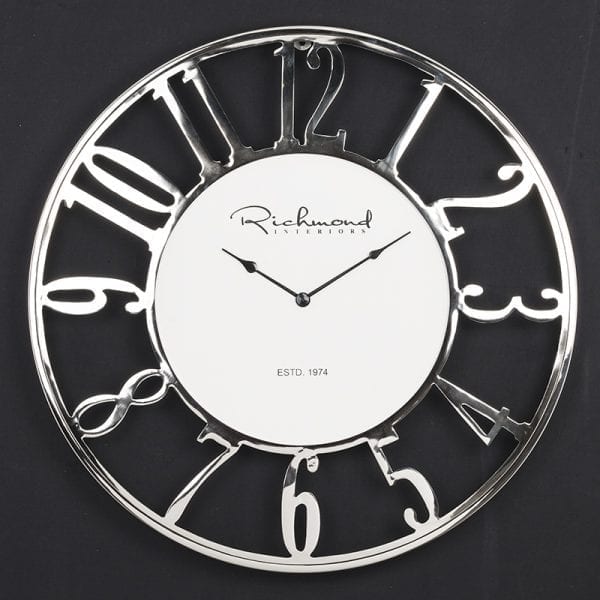 Clock Westin metal Wit/Zilver Aluminium/glas, uit de Richmond Decoration collectie - Accessoires - Löwik Wonen & Slapen Vriezenveen