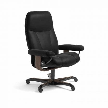 Stressless Consul relaxfauteuil - leder Batick black - maatvoering M - Bureaustoel met wieltjes - Lowik Wonen & Slapen fauteuil collectie