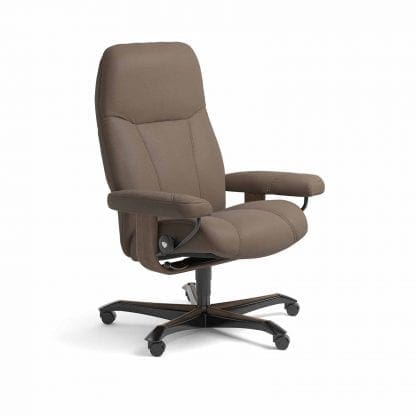 Stressless Consul relaxfauteuil - leder Batick mole - maatvoering M - Bureaustoel met wieltjes - Lowik Wonen & Slapen fauteuil collectie