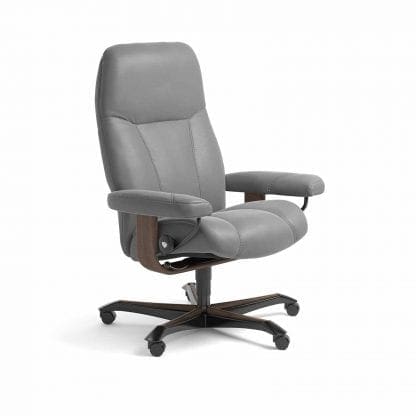 Stressless Consul relaxfauteuil - leder Batick wild dove - maatvoering M - Bureaustoel met wieltjes - Lowik Wonen & Slapen fauteuil collectie