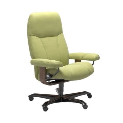 Stressless Consul relaxfauteuil - leder Paloma amber green - maatvoering M - Bureaustoel met wieltjes - Lowik Wonen & Slapen fauteuil collectie
