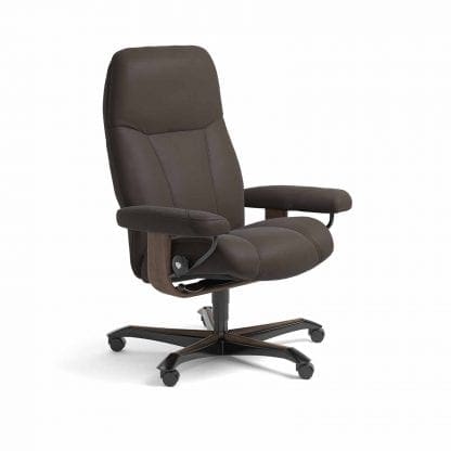 Stressless Consul relaxfauteuil - leder Paloma chestnut - maatvoering M - Bureaustoel met wieltjes - Lowik Wonen & Slapen fauteuil collectie
