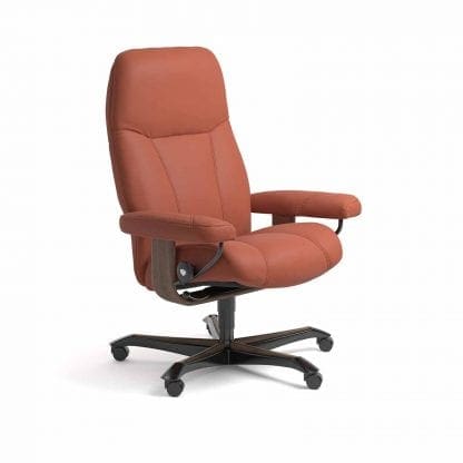 Stressless Consul relaxfauteuil - leder Paloma henna - maatvoering M - Bureaustoel met wieltjes - Lowik Wonen & Slapen fauteuil collectie