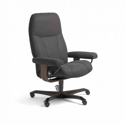 Stressless Consul relaxfauteuil - leder Paloma rock - maatvoering M - Bureaustoel met wieltjes - Lowik Wonen & Slapen fauteuil collectie