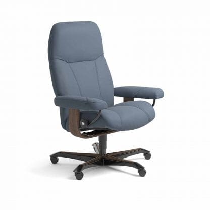 Stressless Consul relaxfauteuil - leder Paloma sparrow blue - maatvoering M - Bureaustoel met wieltjes - Lowik Wonen & Slapen fauteuil collectie