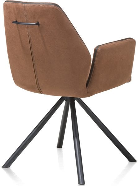 Armstoel Kane uit de Xooon stoelen collectie, uitgevoerd met zwarte metalen kruispoot