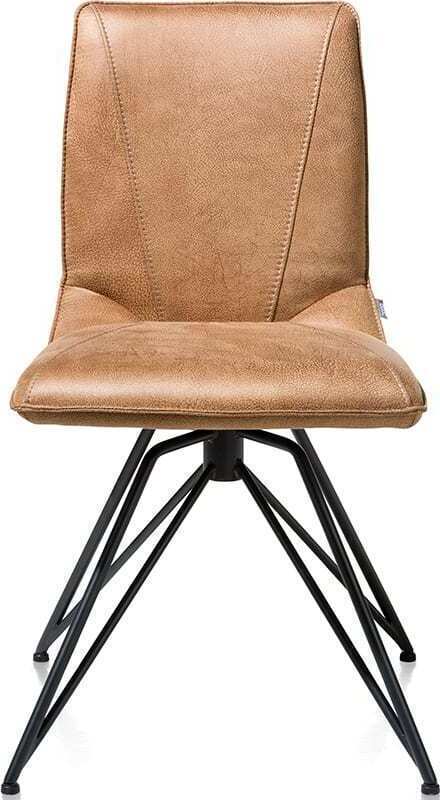 Mac eetkamerstoel - off black frame - Rocky + greep Catania zwart Cognac multiplex met polyether