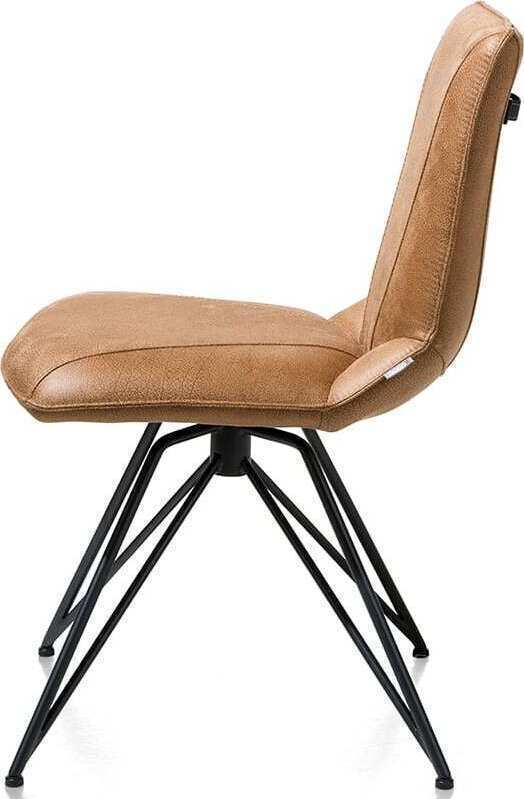 Mac eetkamerstoel - off black frame - Rocky + greep Catania zwart Cognac multiplex met polyether